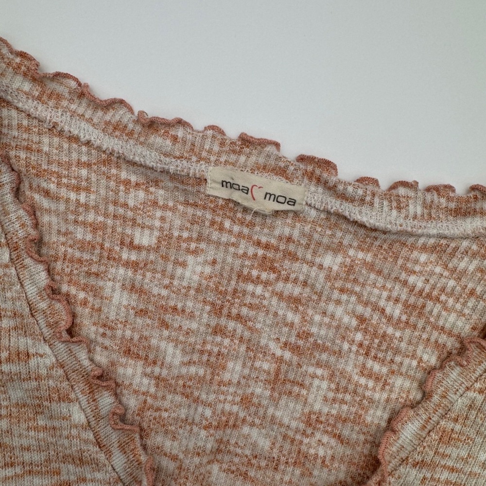 Moa Moa Womens Peach Orange Space Dye Tie Front Lettuce Edge Crop Top Size Large - Picture 6 of 6